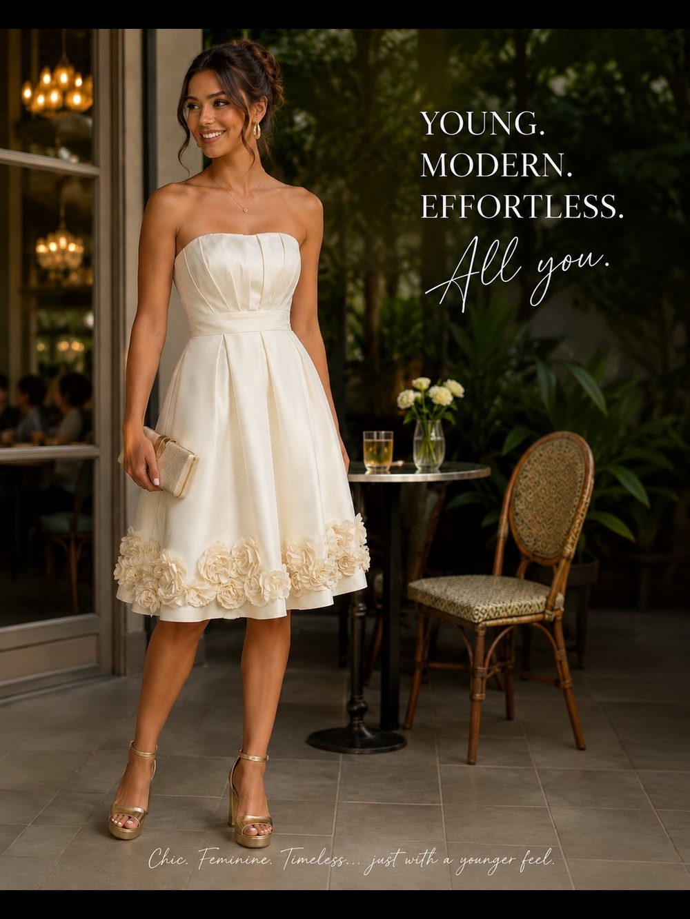 B2 by Jasmine ivory Taffeta Strapless Dress Sz 10/12